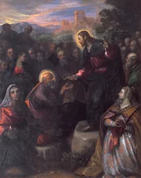 Christ Delivering the Keys to St. Peter with St. Jacinta and St. Justina of Padua